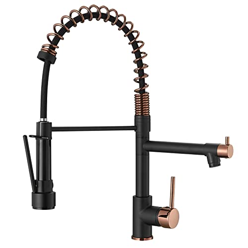 A|M Aquae Black Faucet Kitchen, Commercial Modern Single Handle Kitchen Faucet with Pull Down Sprayer