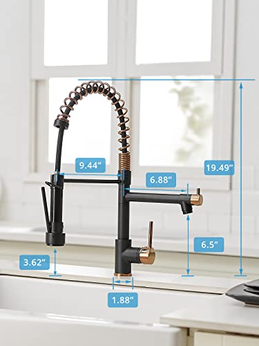 A|M Aquae Black Faucet Kitchen, Commercial Modern Single Handle Kitchen Faucet with Pull Down Sprayer