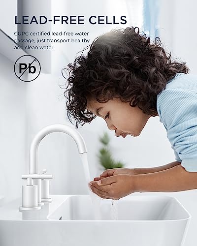 A|M Aquae Matte Black Bathroom Faucet 3 Hole, 8 Inch Widespread Bathroom Faucet Black with Metal Pop-up Drain Assembly, Two Handle Vanity Faucet with cUPC Supply Lines, 8" Black Bathroom Faucet