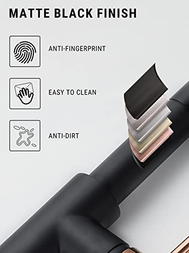 A|M Aquae Black Faucet Kitchen, Commercial Modern Single Handle Kitchen Faucet with Pull Down Sprayer