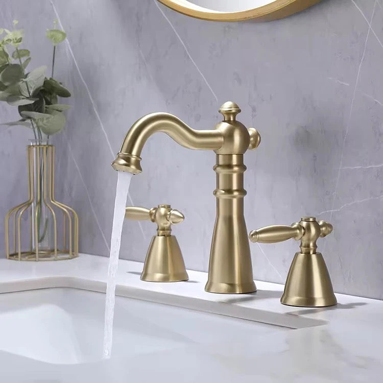 AvaMalis Brass Metal Brushed Gold Deck Mount basin faucet