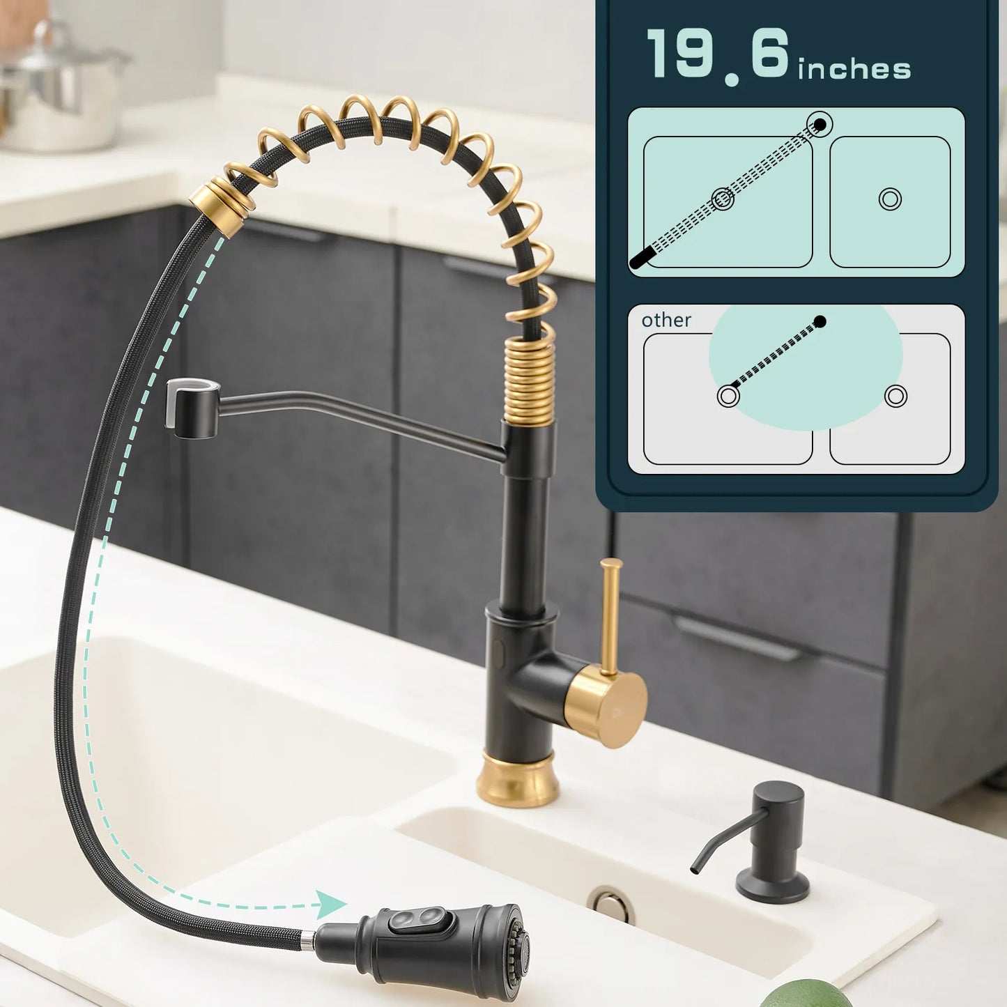A|M Aquae Touch sensor kitchen faucet Black & Gold