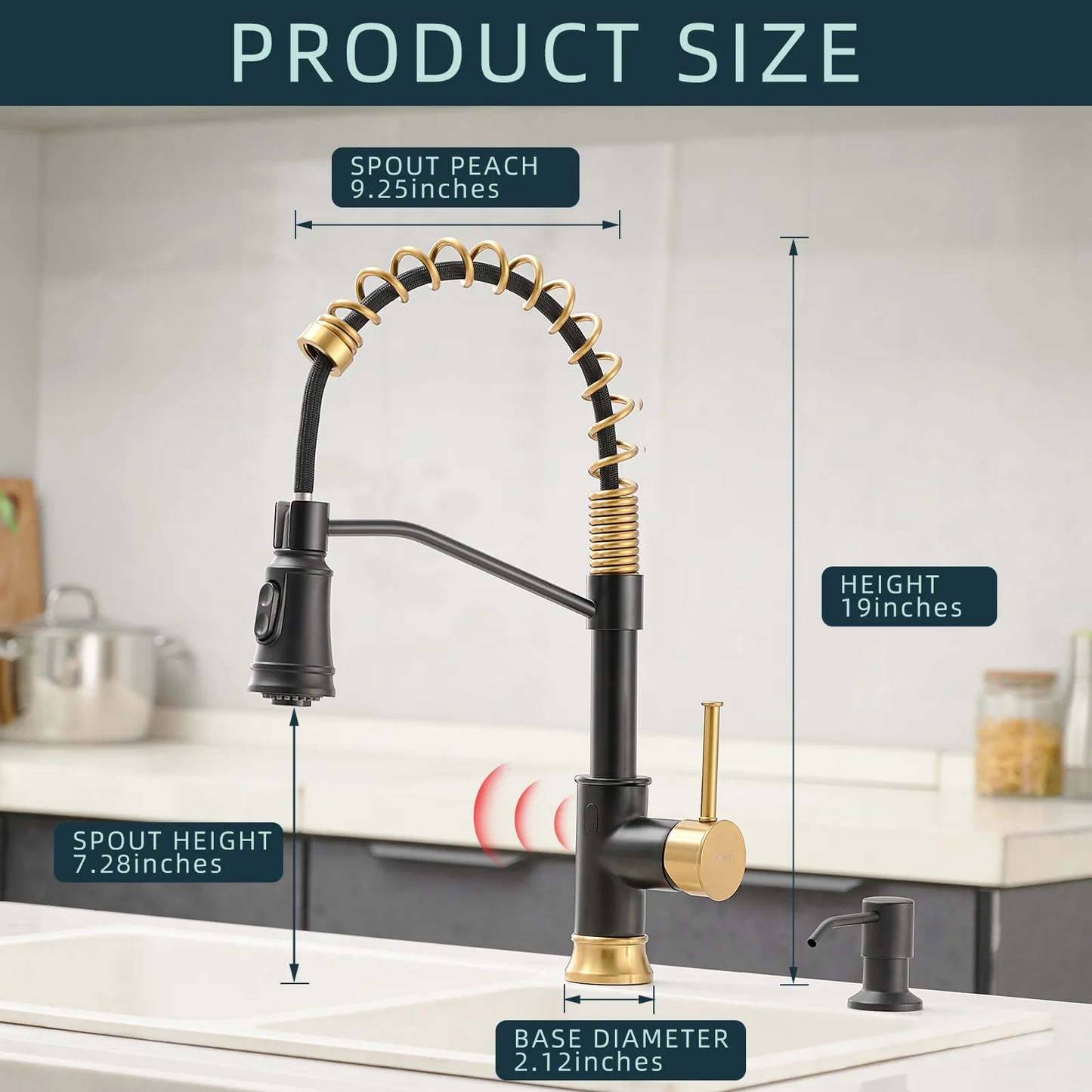 A|M Aquae Touch sensor kitchen faucet Black & Gold