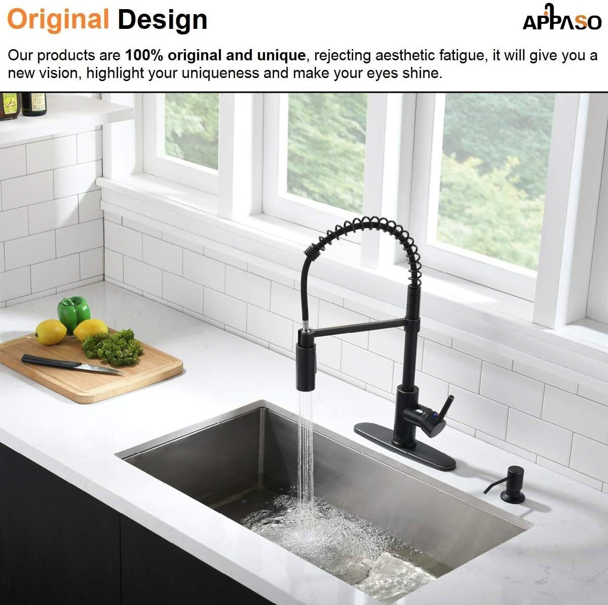 Commercial Kitchen Faucet Pull Down Sprayer with Soap Dispenser - Stainless Steel High Arc Tall Modern Single Handle Spring Kitchen Sink Faucet with Pull Out Spray