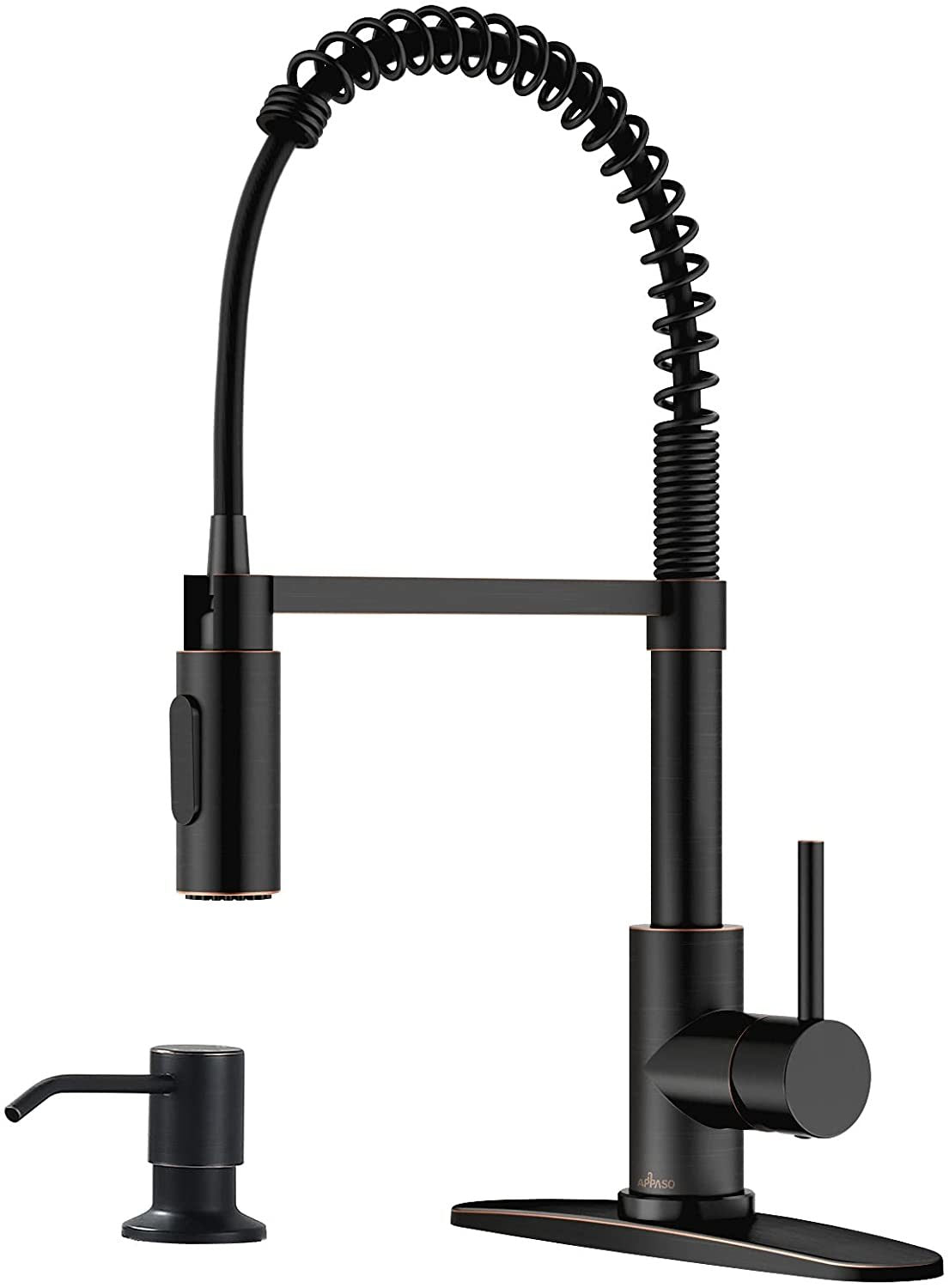 Commercial Kitchen Faucet Pull Down Sprayer with Soap Dispenser - Stainless Steel High Arc Tall Modern Single Handle Spring Kitchen Sink Faucet with Pull Out Spray