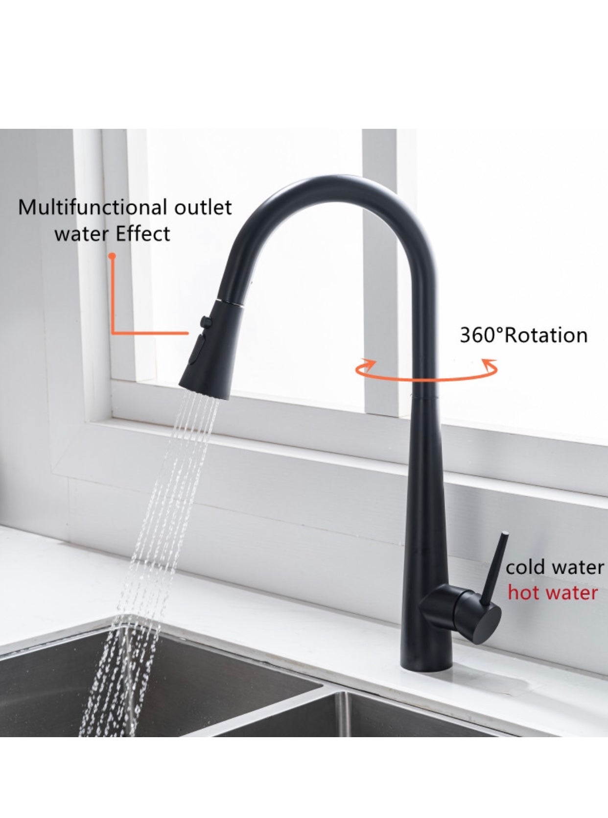 A|M Aquae kitchen faucet 304 stainless steel pull down pull out mixer sink with spray