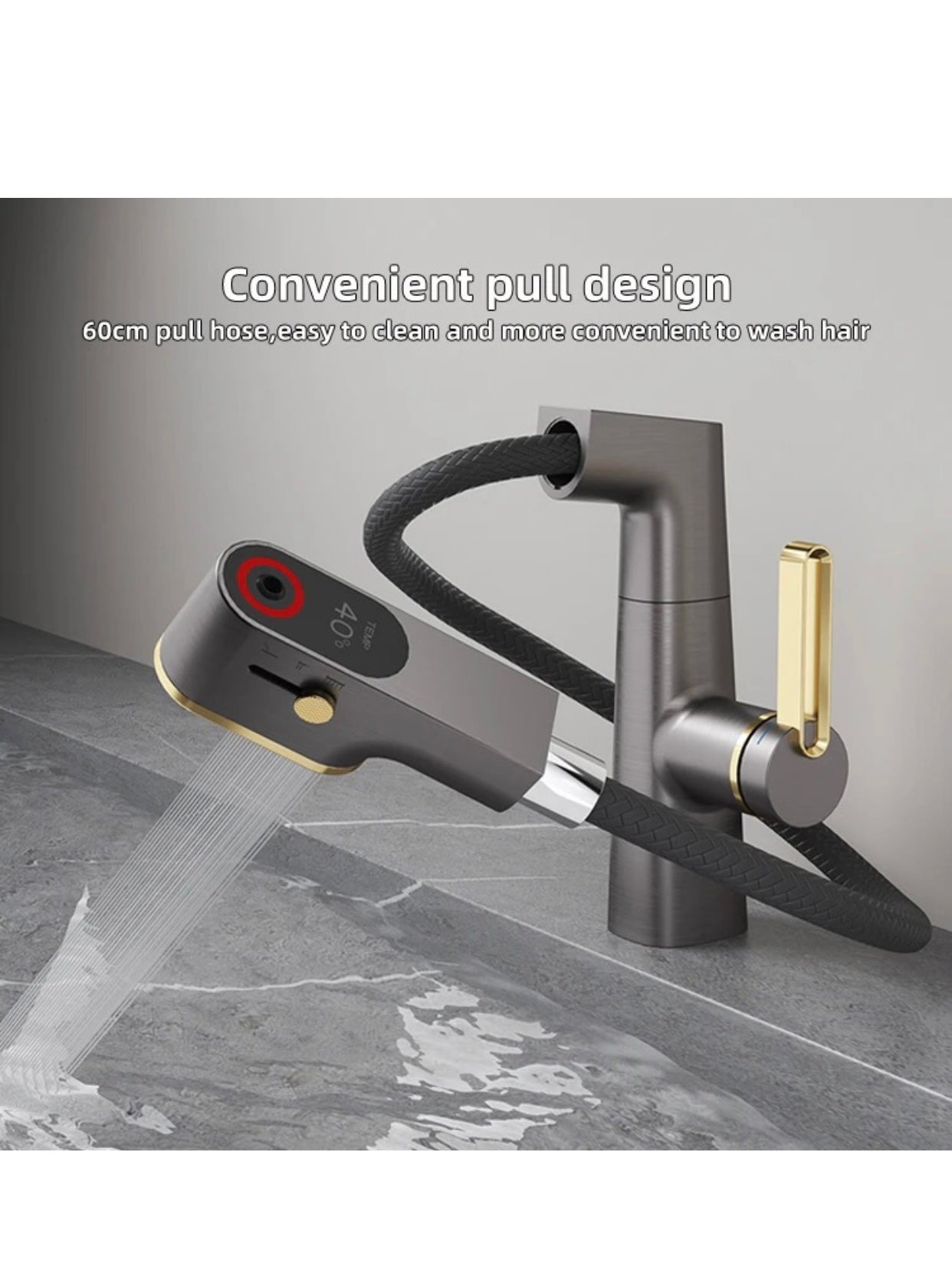 A|M Aquae Digital Basin Faucet Touch Button Temperature Smart Tap