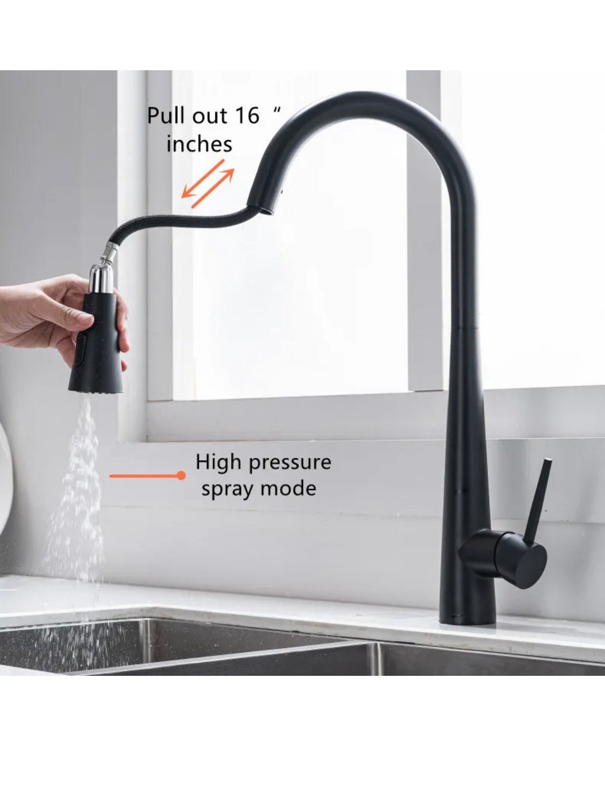 A|M Aquae kitchen faucet 304 stainless steel pull down pull out mixer sink with spray
