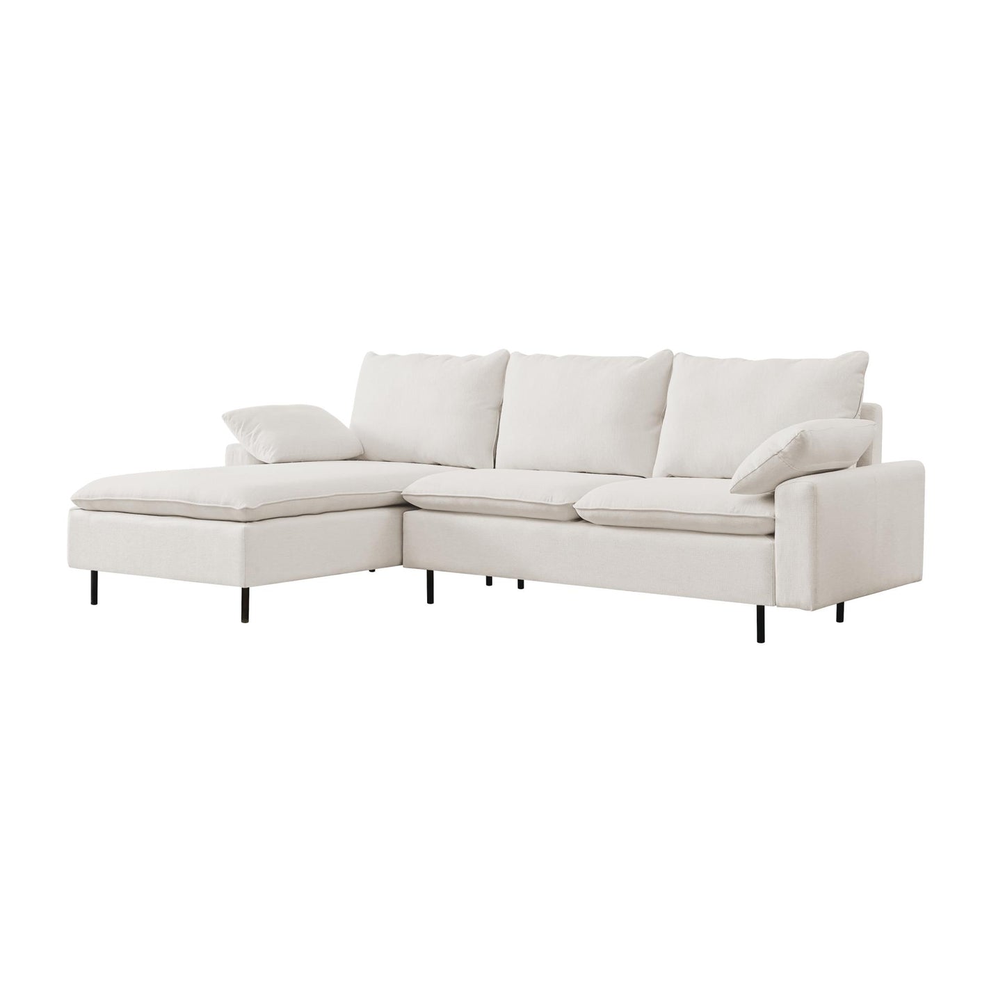 L-Shaped linen sectional sofa with right chaise,Beige
