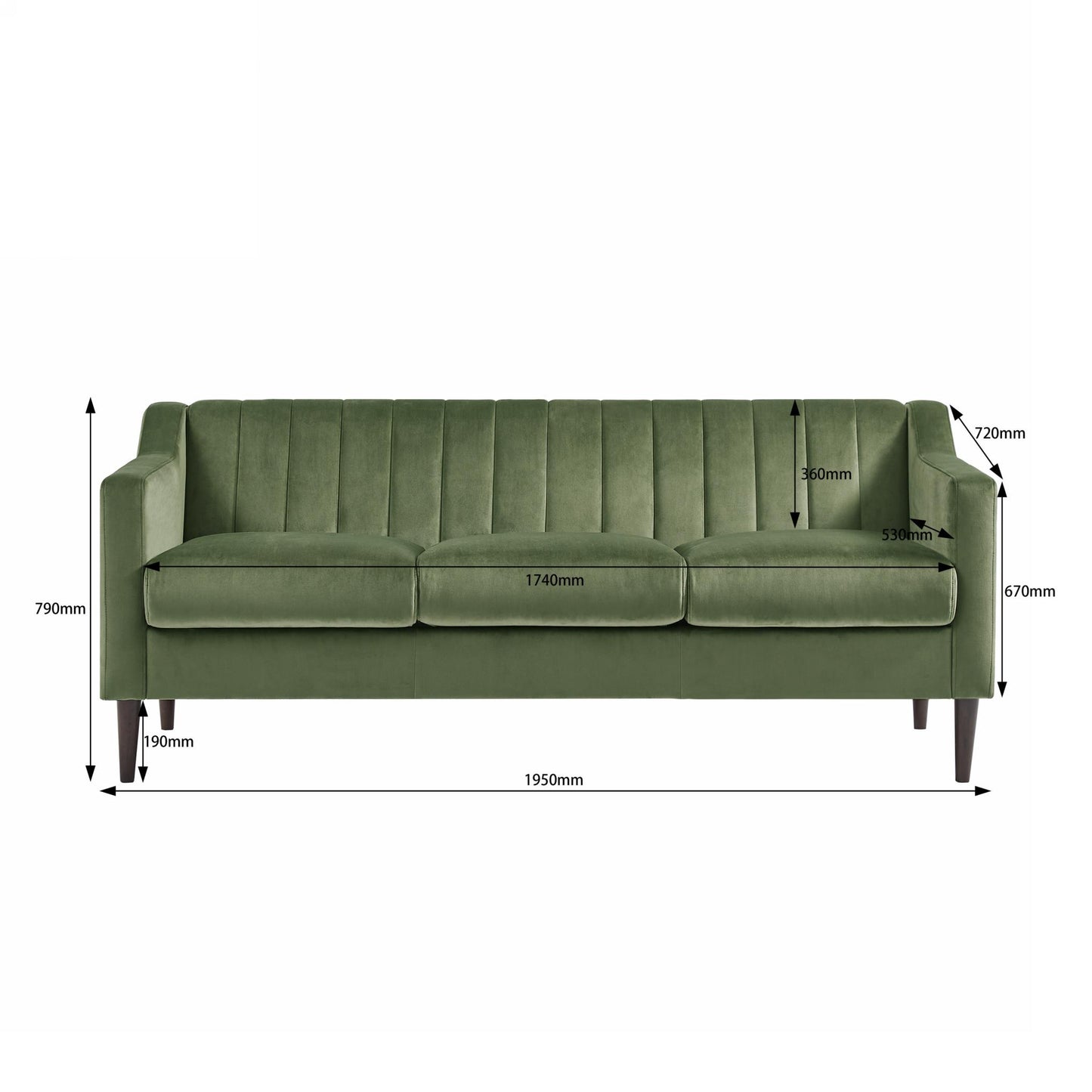 Modern Chesterfield sofa couch, Comfortable Upholstered sofa with Velvet Fabric and Wooden Frame and Wood Legs for Living Room/Bed Room/Office -