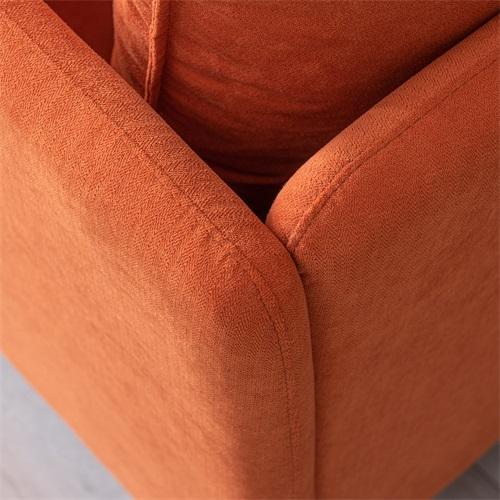 Modern fabric accent armchair,upholstered single sofa chair,Orange Cotton Linen-30.7''