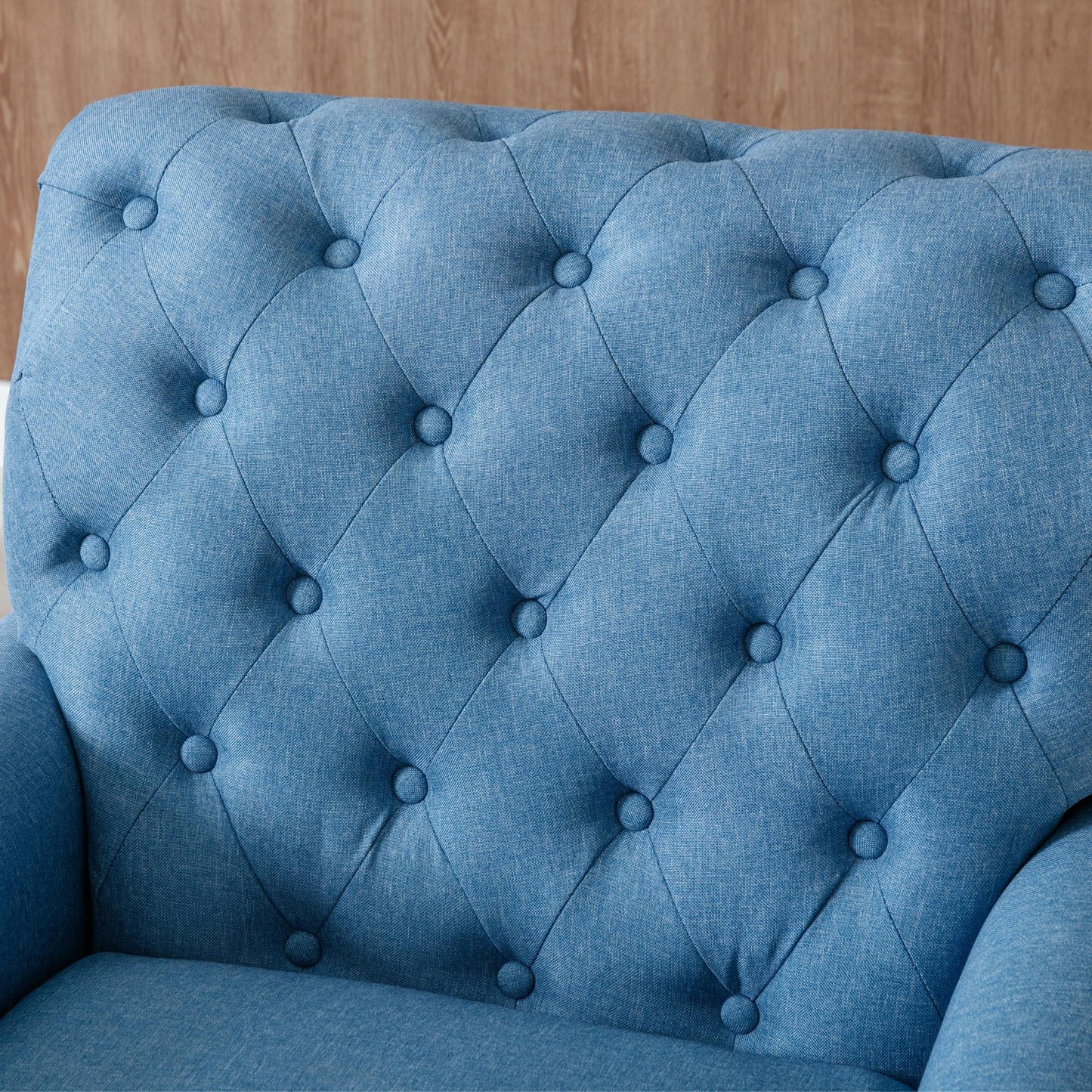 Bedroom, Living room Mid-century modern accent armchair, Linen comfort reading chair, Tufted comfort sofa, Upholstered single sofa