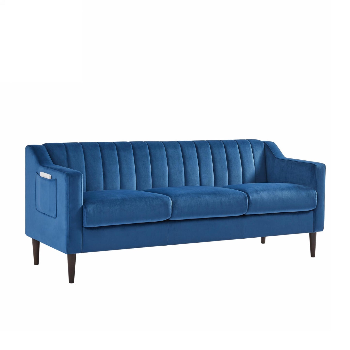 Modern Chesterfield sofa couch, Comfortable Upholstered sofa with Velvet Fabric and Wooden Frame and Wood Legs for Living Room/Bed Room/Office -