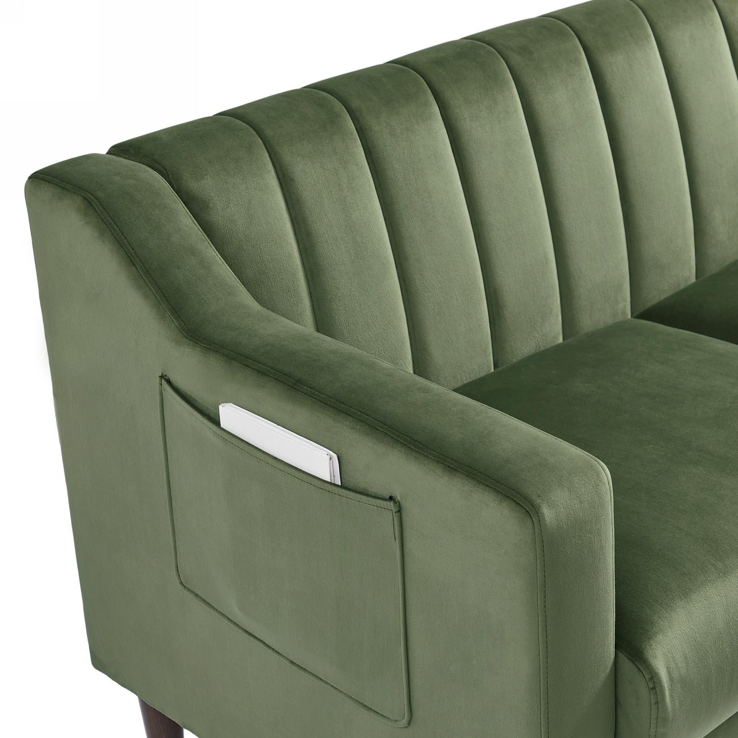 Modern Chesterfield sofa couch, Comfortable Upholstered sofa with Velvet Fabric and Wooden Frame and Wood Legs for Living Room/Bed Room/Office -