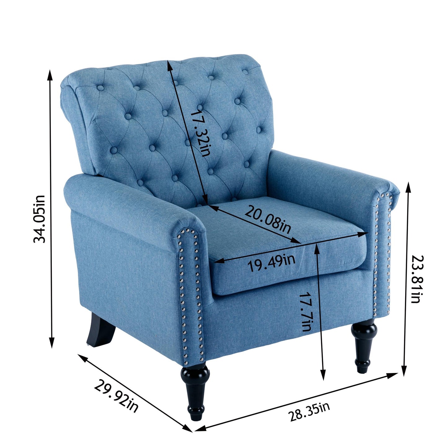 Bedroom, Living room Mid-century modern accent armchair, Linen comfort reading chair, Tufted comfort sofa, Upholstered single sofa