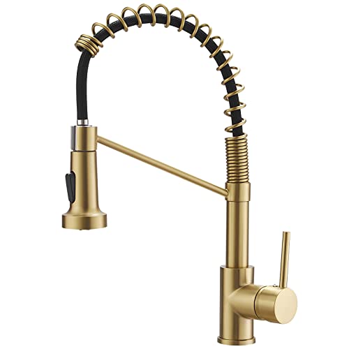 A|M Aquae Black Faucet Kitchen, Commercial Modern Single Handle Kitchen Faucet with Pull Down Sprayer