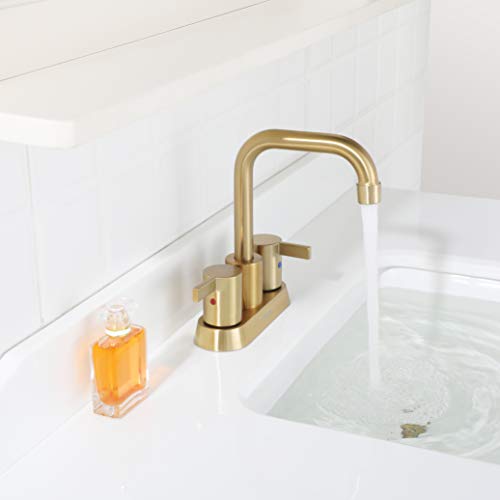 A|M Aquae 2 Handles Bathroom Faucet Brushed Nickel with Metal Pop-up Drain and Faucet Supply Lines, 1431602