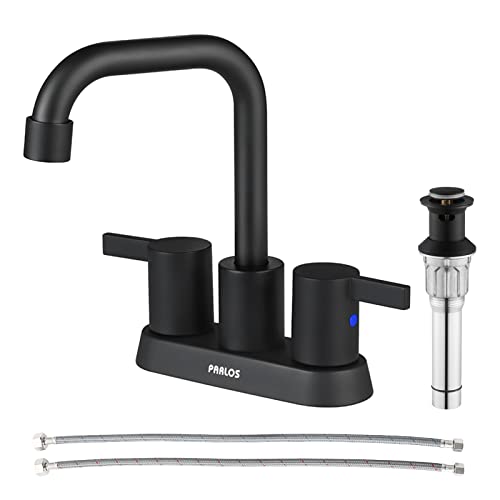 A|M Aquae 2 Handles Bathroom Faucet Brushed Nickel with Metal Pop-up Drain and Faucet Supply Lines, 1431602