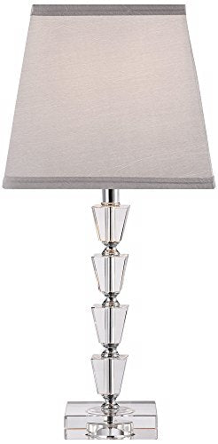 Modern Table Lamp 25" High Clear Stacked Cubes Crystal White Fabric Tapered Drum Shade Décor for Bedroom Living Room House Home Bedside Nightstand Office Entryway Kids Family