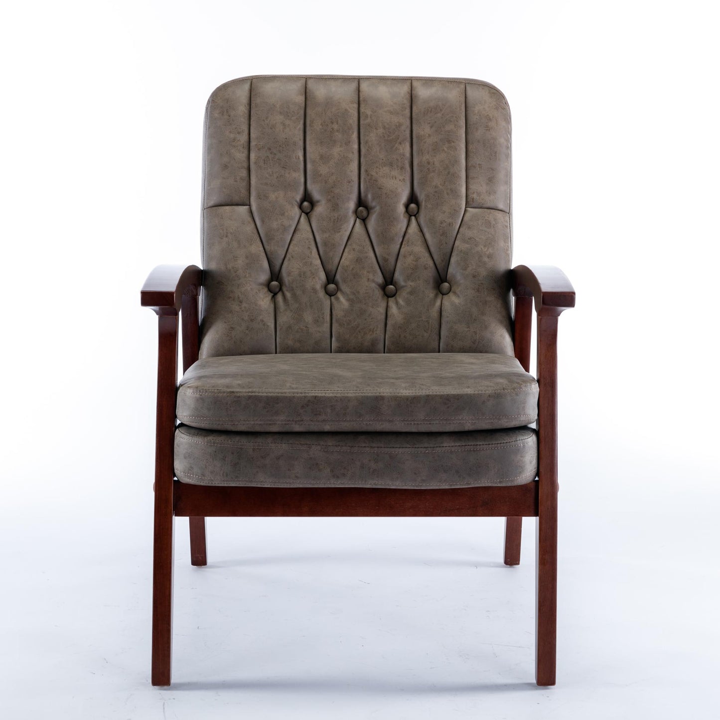 Mid Century Single Armchair Sofa Accent Chair Retro Modern Solid Wood Armrest Accent Chair, Fabric Upholstered Wooden Lounge Chair