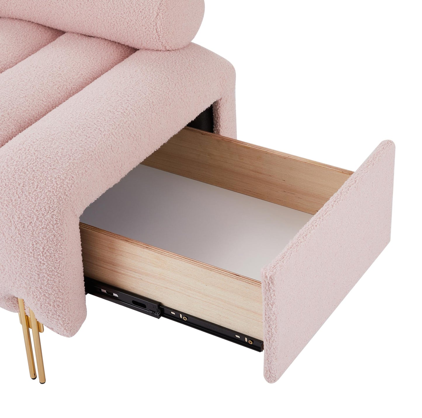 Modern End of Bed Bench Upholstered Teddy Entryway Ottoman Bench Fuzzy Sofa Stool Footrest Window Bench with Gold Metal Legs for Bedroom Apartments
