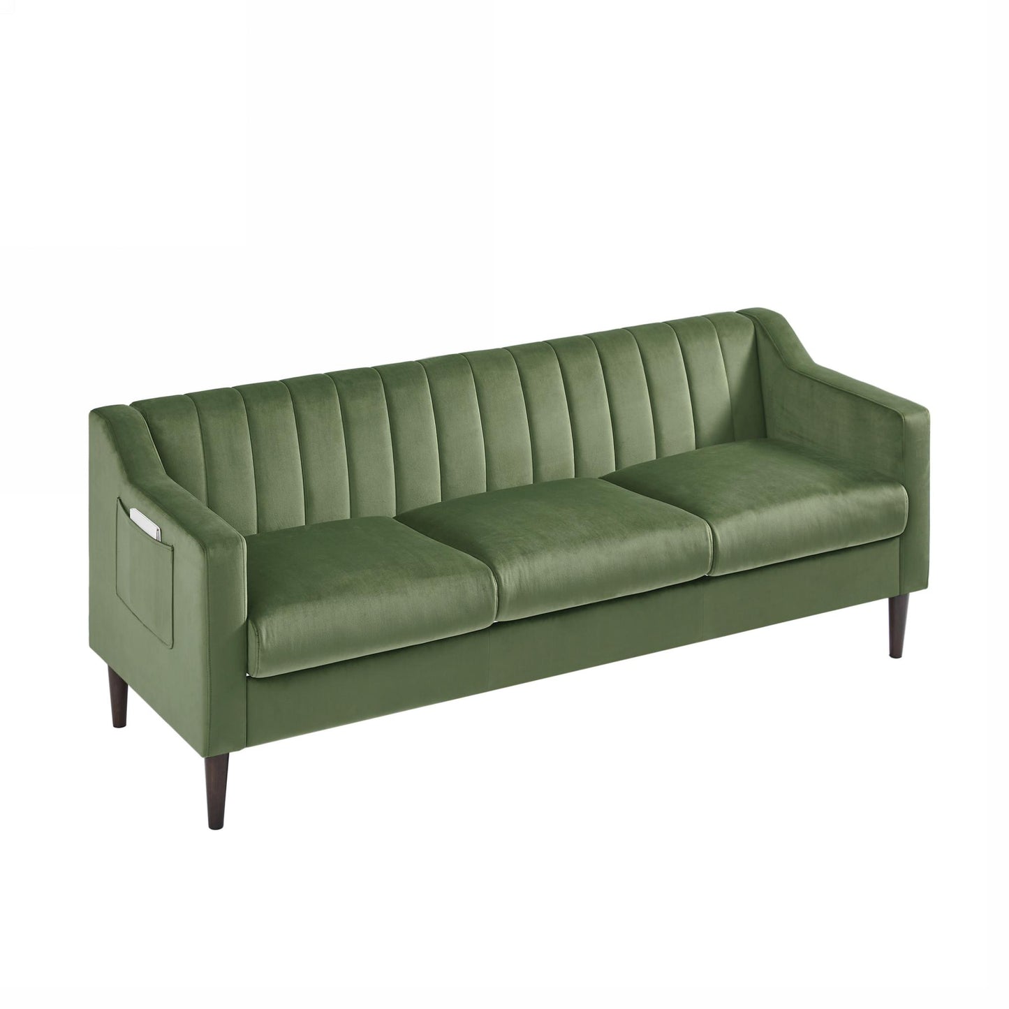 Modern Chesterfield sofa couch, Comfortable Upholstered sofa with Velvet Fabric and Wooden Frame and Wood Legs for Living Room/Bed Room/Office -