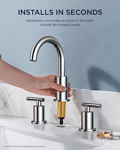 A|M Aquae Matte Black Bathroom Faucet 3 Hole, 8 Inch Widespread Bathroom Faucet Black with Metal Pop-up Drain Assembly, Two Handle Vanity Faucet with cUPC Supply Lines, 8" Black Bathroom Faucet
