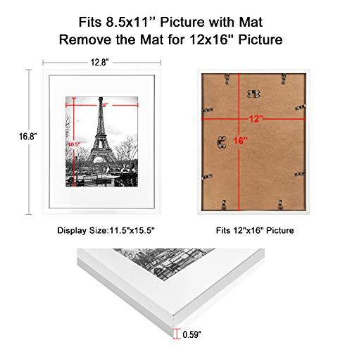 upsimples 16x20 Picture Frame Set of 5,Display Pictures 11x14 with Mat or 16x20 Without Mat,Wall Gallery Poster Frames,Black