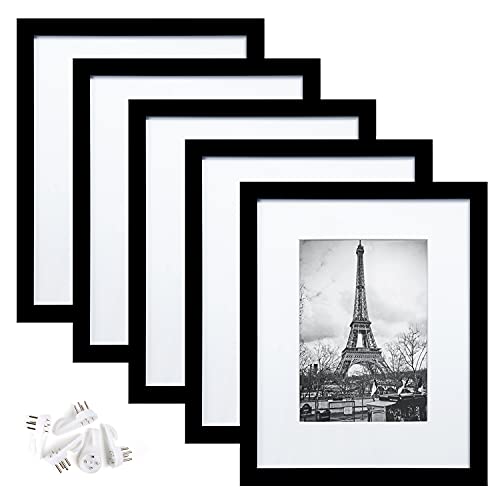 upsimples 16x20 Picture Frame Set of 5,Display Pictures 11x14 with Mat or 16x20 Without Mat,Wall Gallery Poster Frames,Black