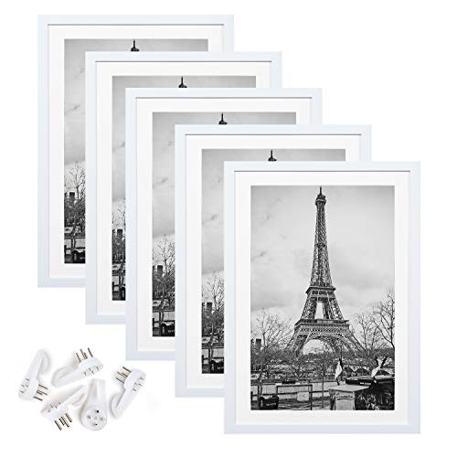 upsimples 16x20 Picture Frame Set of 5,Display Pictures 11x14 with Mat or 16x20 Without Mat,Wall Gallery Poster Frames,Black