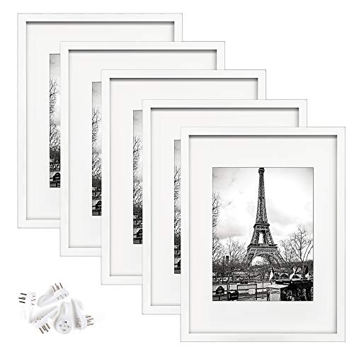 upsimples 16x20 Picture Frame Set of 5,Display Pictures 11x14 with Mat or 16x20 Without Mat,Wall Gallery Poster Frames,Black