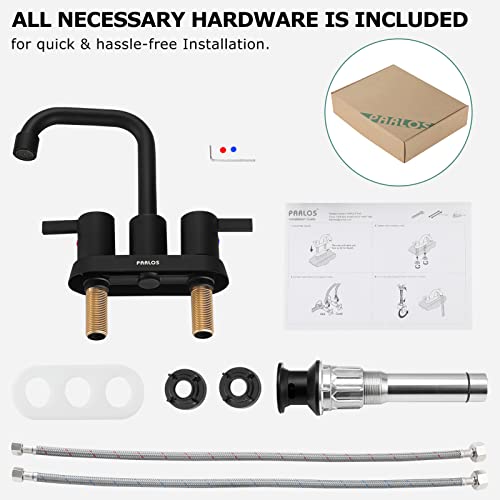 A|M Aquae 2 Handles Bathroom Faucet Brushed Nickel with Metal Pop-up Drain and Faucet Supply Lines, 1431602
