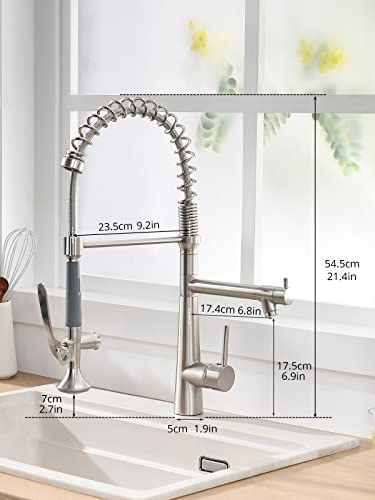 A|M Aquae Kitchen Faucet Black,Black and Gold Kitchen Faucet Commercial Style Single Handle Kitchen Faucets with Pull Down Sprayer