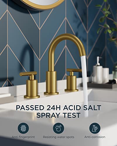 A|M Aquae Matte Black Bathroom Faucet 3 Hole, 8 Inch Widespread Bathroom Faucet Black with Metal Pop-up Drain Assembly, Two Handle Vanity Faucet with cUPC Supply Lines, 8" Black Bathroom Faucet