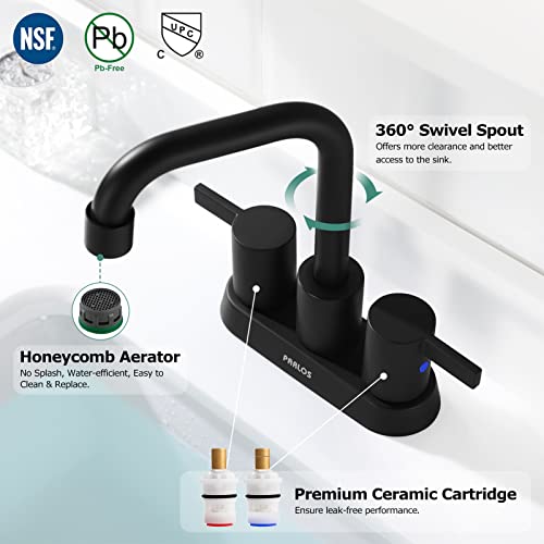 A|M Aquae 2 Handles Bathroom Faucet Brushed Nickel with Metal Pop-up Drain and Faucet Supply Lines, 1431602