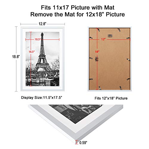upsimples 16x20 Picture Frame Set of 5,Display Pictures 11x14 with Mat or 16x20 Without Mat,Wall Gallery Poster Frames,Black