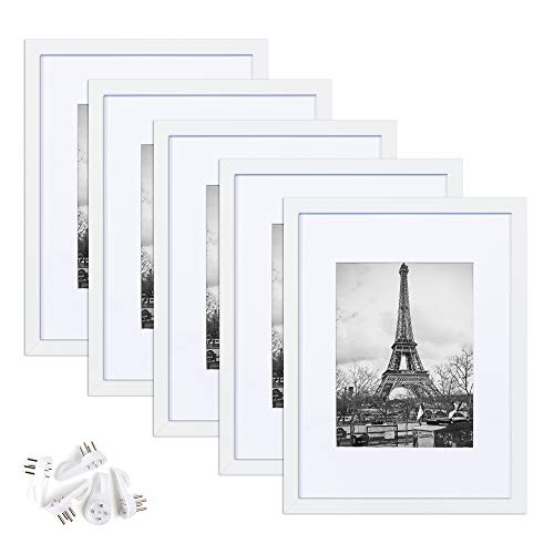 upsimples 16x20 Picture Frame Set of 5,Display Pictures 11x14 with Mat or 16x20 Without Mat,Wall Gallery Poster Frames,Black