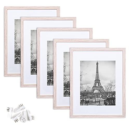 upsimples 16x20 Picture Frame Set of 5,Display Pictures 11x14 with Mat or 16x20 Without Mat,Wall Gallery Poster Frames,Black