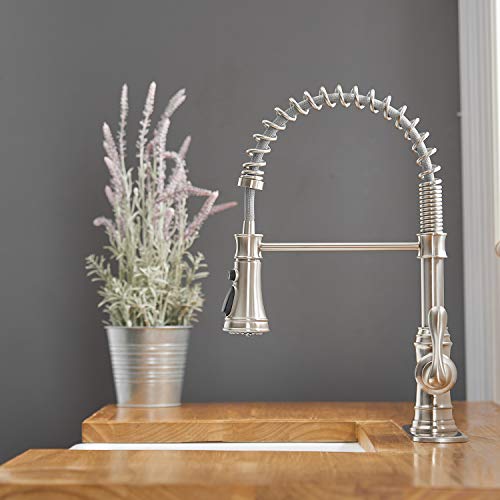 A|M Aquae Kitchen Sink Faucet with Deck Plate Matte Black with Pull Down Sprayer 3 Spray Modes Single Handle Singe Lever High Arc Kitchen Faucet Lead-Free Farmhouse Commercial Bar Kitchen Faucets