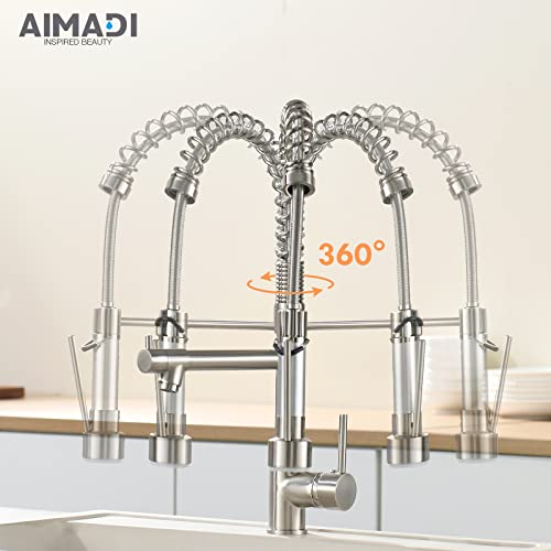 A|M Aquae Black Faucet Kitchen, Commercial Modern Single Handle Kitchen Faucet with Pull Down Sprayer