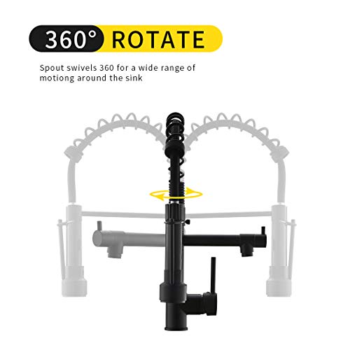 A|M Aquae Black Faucet Kitchen, Commercial Modern Single Handle Kitchen Faucet with Pull Down Sprayer