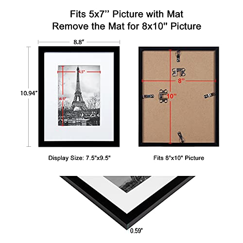 upsimples 16x20 Picture Frame Set of 5,Display Pictures 11x14 with Mat or 16x20 Without Mat,Wall Gallery Poster Frames,Black