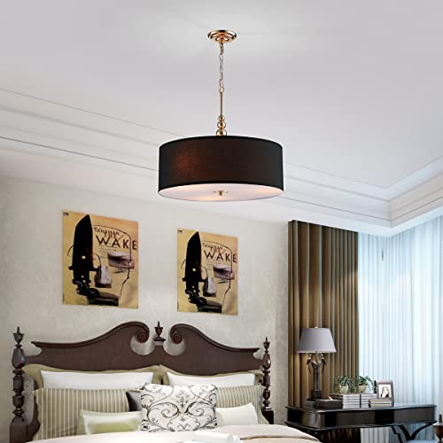Modern K9 Crystal Chandelier with 5 Lights, Contemporary Elegant Pendant Ceiling Lighting Fixture for Dining Room, Bedroom, Living Room, D19 x H19 with Adjustable Chain