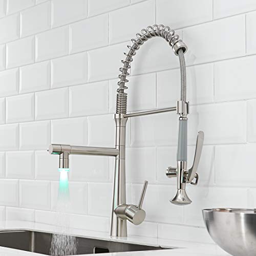 A|M Aquae Kitchen Faucet Black,Black and Gold Kitchen Faucet Commercial Style Single Handle Kitchen Faucets with Pull Down Sprayer