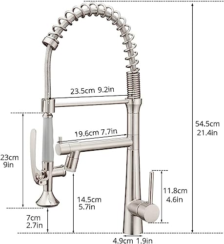 A|M Aquae Kitchen Faucet Black,Black and Gold Kitchen Faucet Commercial Style Single Handle Kitchen Faucets with Pull Down Sprayer