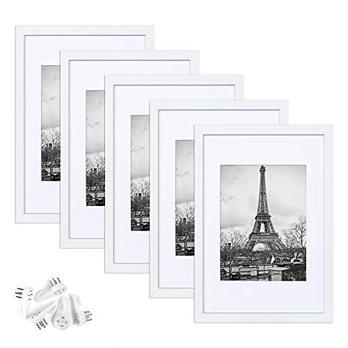 upsimples 16x20 Picture Frame Set of 5,Display Pictures 11x14 with Mat or 16x20 Without Mat,Wall Gallery Poster Frames,Black