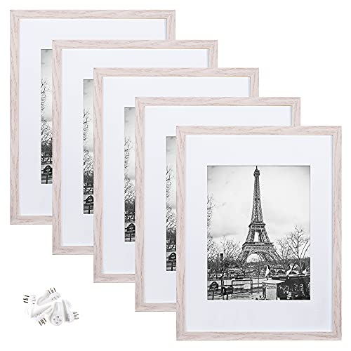 upsimples 16x20 Picture Frame Set of 5,Display Pictures 11x14 with Mat or 16x20 Without Mat,Wall Gallery Poster Frames,Black