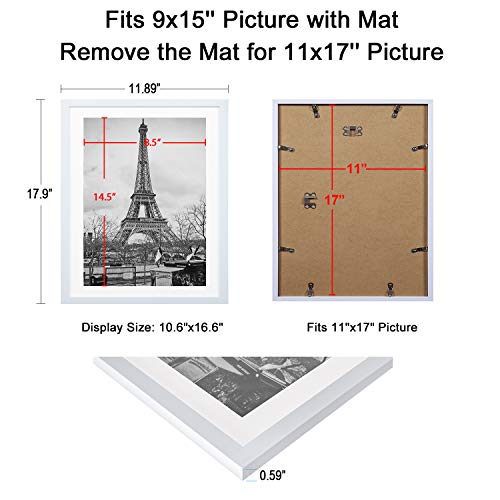 upsimples 16x20 Picture Frame Set of 5,Display Pictures 11x14 with Mat or 16x20 Without Mat,Wall Gallery Poster Frames,Black