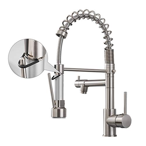 A|M Aquae Black Faucet Kitchen, Commercial Modern Single Handle Kitchen Faucet with Pull Down Sprayer