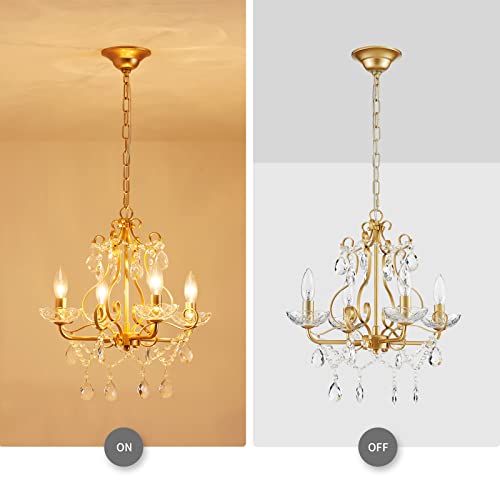 Crystal Candle Chandelier Pendant Flus mount Ceiling Light Modern Lighting Fixture for Bedroom Hallway Bar Kitchen Bathroom, H 14" x W 16", Black, E12 Base